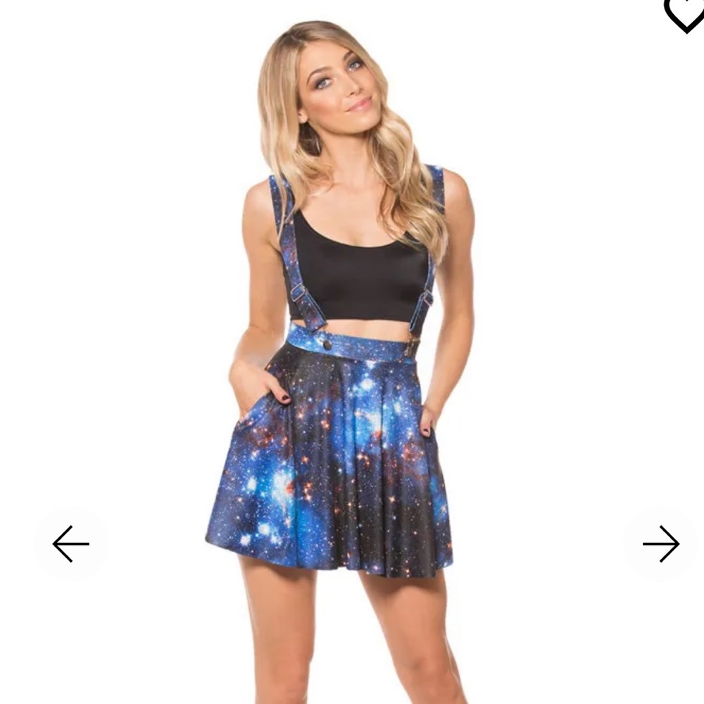 Halloween Costume GALAXY BLUE PINAFORE POCKET SKATER SKIRT